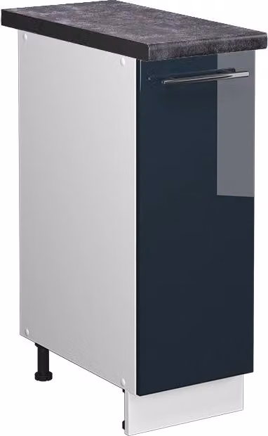 Armadio cucina dispensa alto Fame-Line Blu scuro lucido/Bianco 30 cm, PL Antracite Vicco