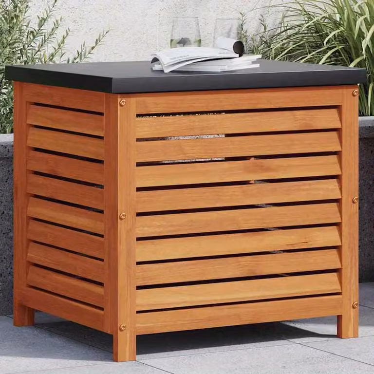 Cassetta portaoggetti da giardino in legno di acacia massello, dimensioni 60x50x55 cm, resistente agli agenti atmosferici e durevole, ideale per l'esterno