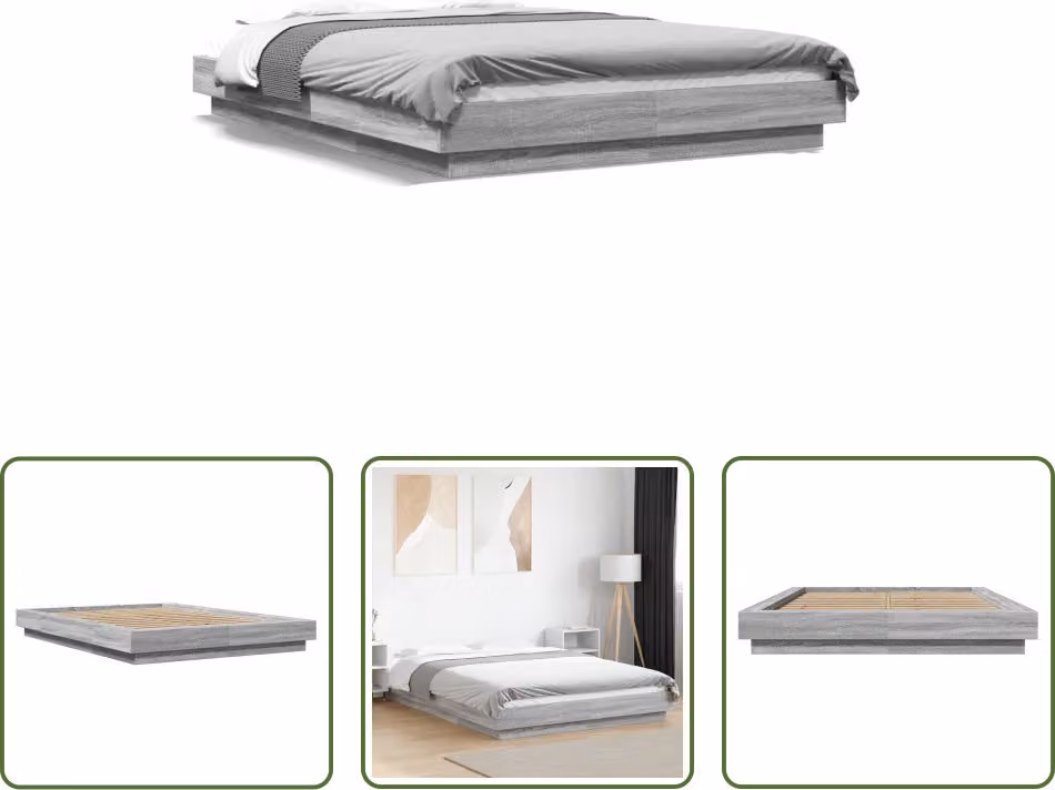 The Living Store Giroletto grigio Sonoma 140x200 cm in materiale ligneo