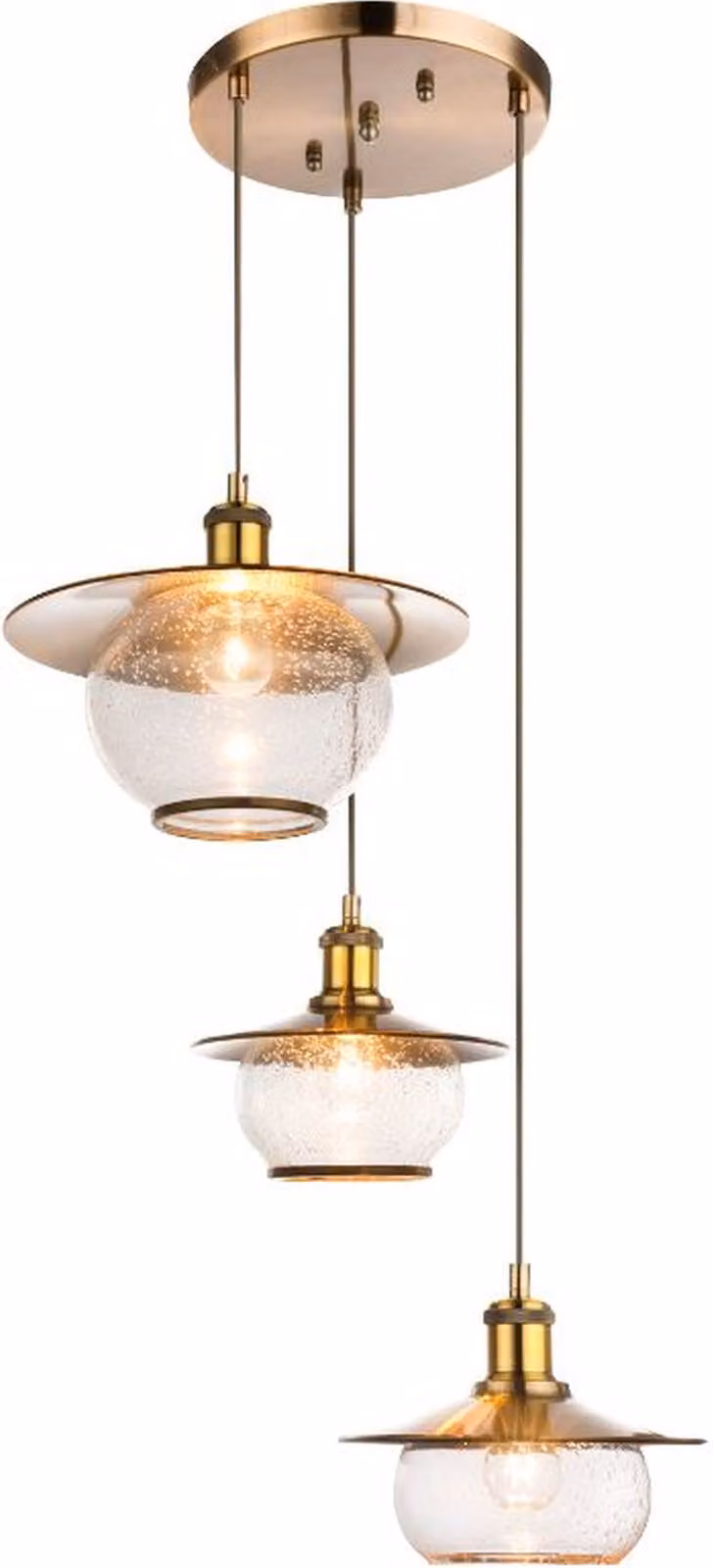 Globo Lighting lampada a sospensione metallo color bronzo, vetro, cavo PVC marrone, ø: 450mm, H: 1500mm, escl. 3x E27 60W 230V