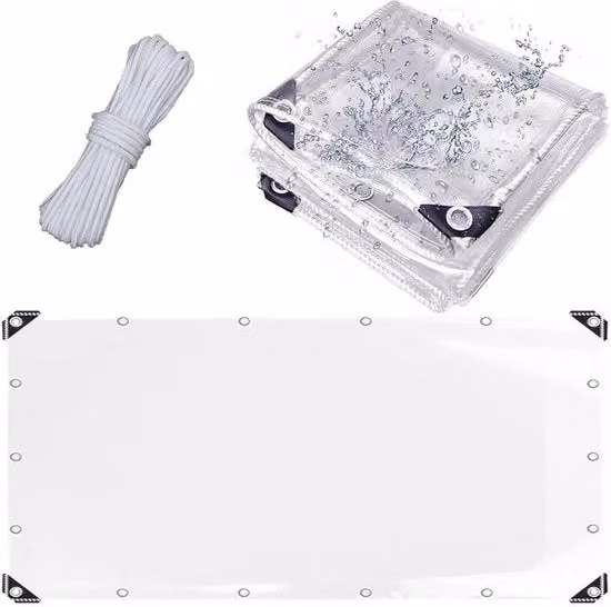 Zeppa trasparente impermeabile, tenda protettiva dalle intemperie, isolante contro il freddo e mantenimento del calore, realizzata in PVC, ripiegabile con corda per padiglioni, carport, balconi, serre e altro - 3x5M