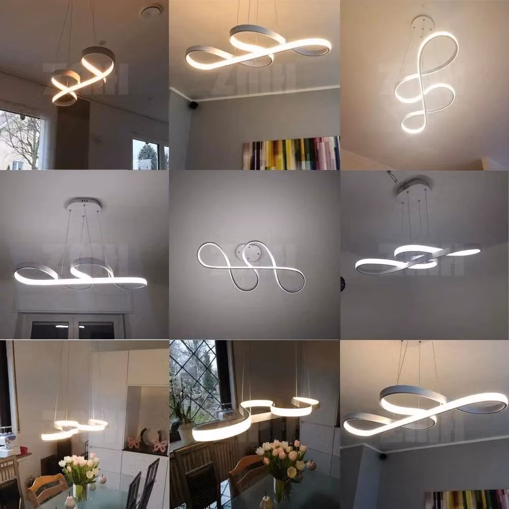 Lampada a sospensione LED ZMH bianca moderna, dimmerabile con telecomando e altezza regolabile, ideale per sala da pranzo, soggiorno o ufficio – 2