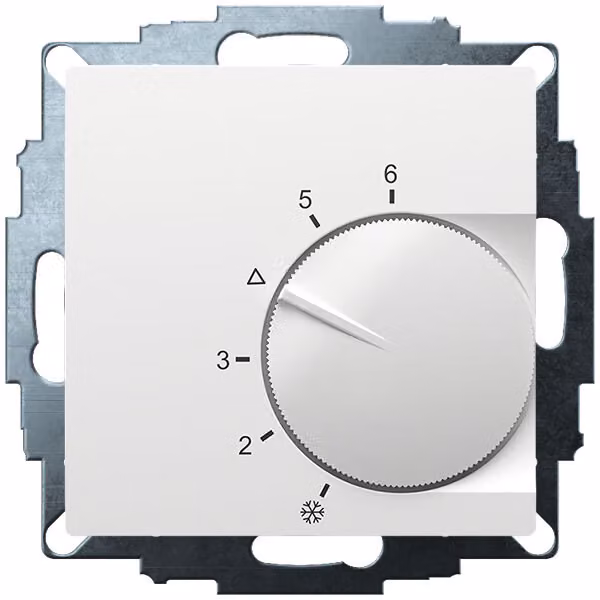 Regolatore ambiente da incasso Eberle UTE 2100, RAL 9016 lucido, 55x55 mm, temperatura 5-30 °C, CA 230 V