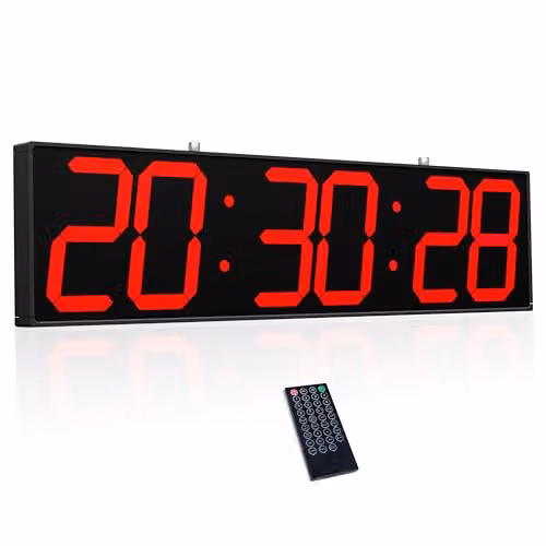CHKOSDA Orologio da parete digitale a doppia faccia da 72,4 cm, multifunzionale a LED, grande orologio con timer, visualizzazione della temperatura e della data, orologio digitale da appendere grande