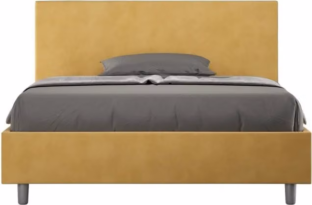 Letto matrimoniale francese Adele Ityhome con contenitore in microfibra gialla L/P/H: 140 x 190 x 155 cm