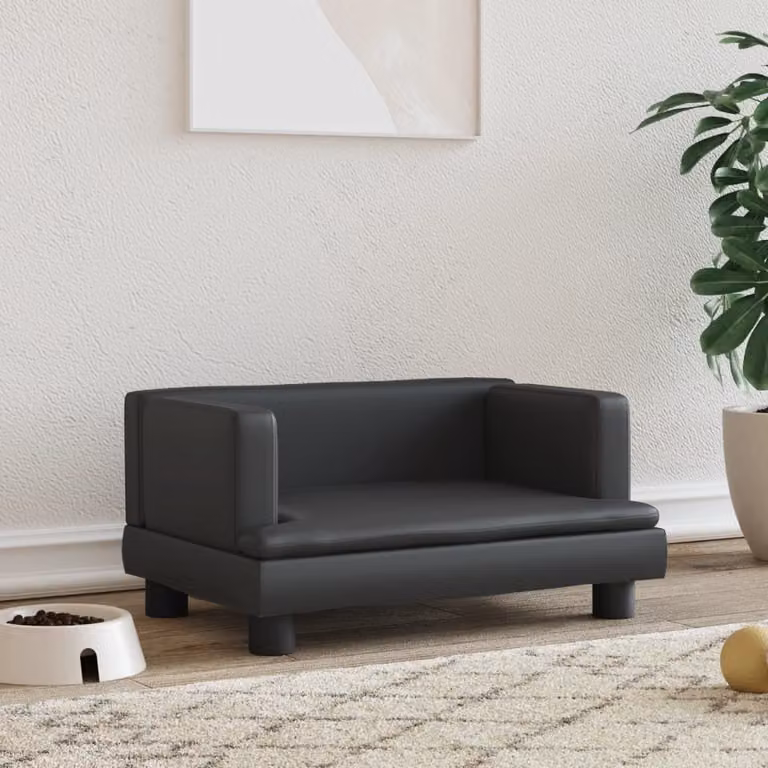 The Living Store Letto per cani nero 60x40x30 cm Similcuoio