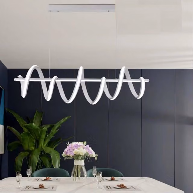 Lampadario a sospensione con luci a led da soffitto stile moderno twister 4800 lumen 60w luce bianca naturale 4000K