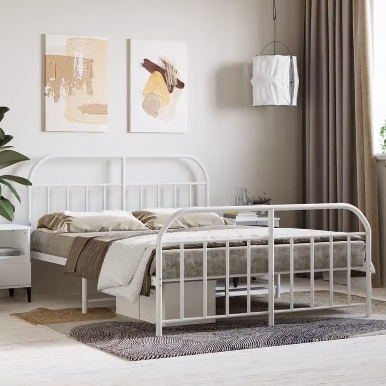 vidaXL Giroletto con testiera e pediera in metallo bianco 140x200 cm - Giroletto - Cornici per letti - Giroletto - Letto