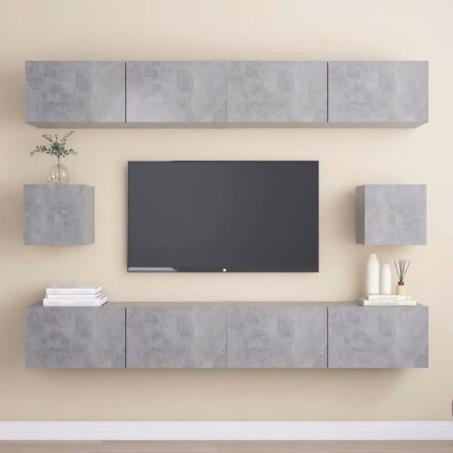 Set di Mobili Porta TV 6 pz Grigio Cemento in Legno Multistrato 3079104