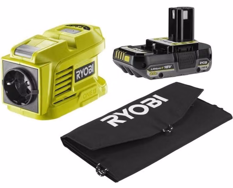 Travel Kit - RYOBI - 21W Solar Panel + RY18BI150B-0 Transformer/Charger + 1 18V 2.0Ah Lithium Battery