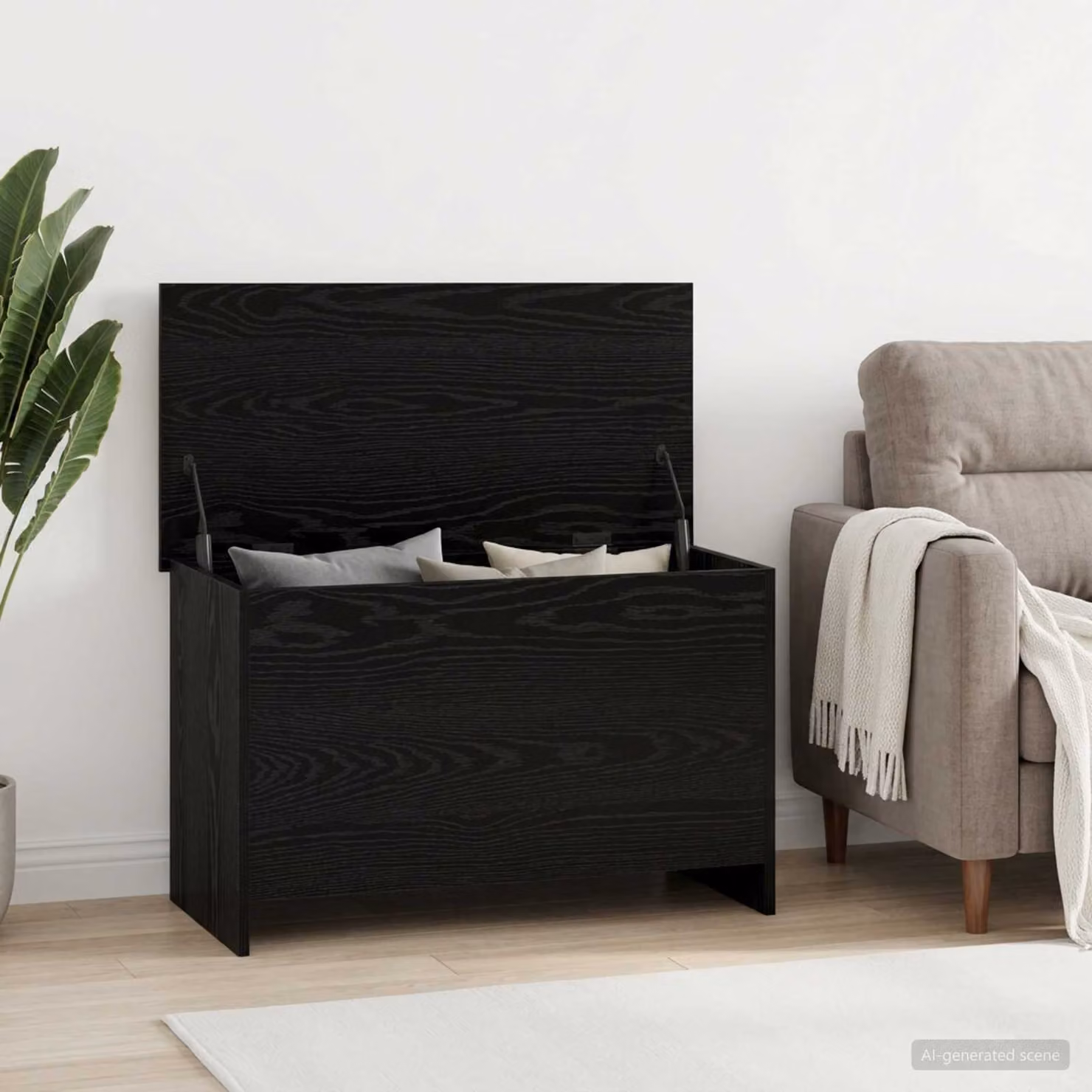 vidaXL Cassa di stoccaggio moderna in legno nero L 80 cm, P 40 cm, H 50 cm