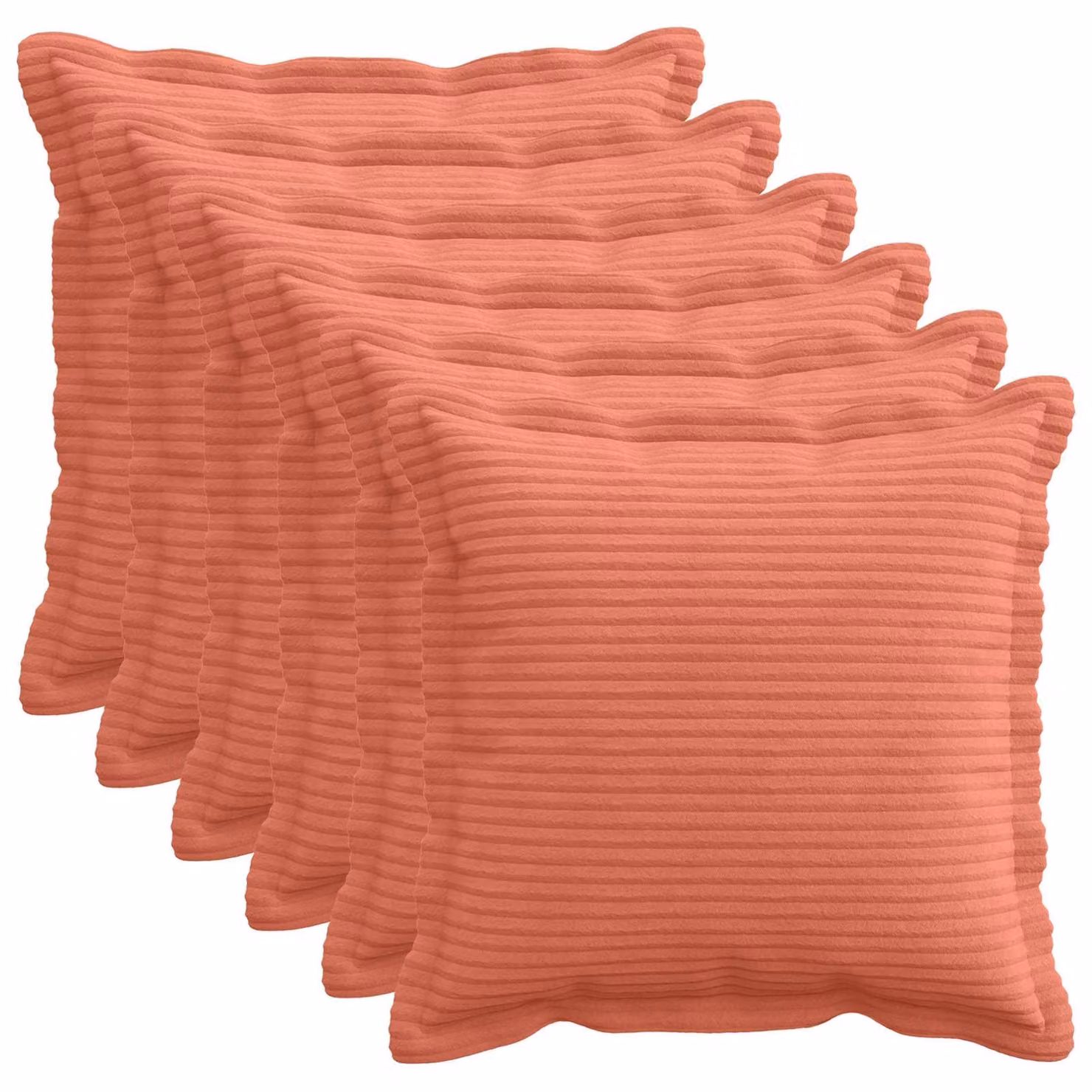 Set di 6 federe quadrate vidaXL HOUTEN in velluto a coste, Rosso Arancio, 45 x 45 cm