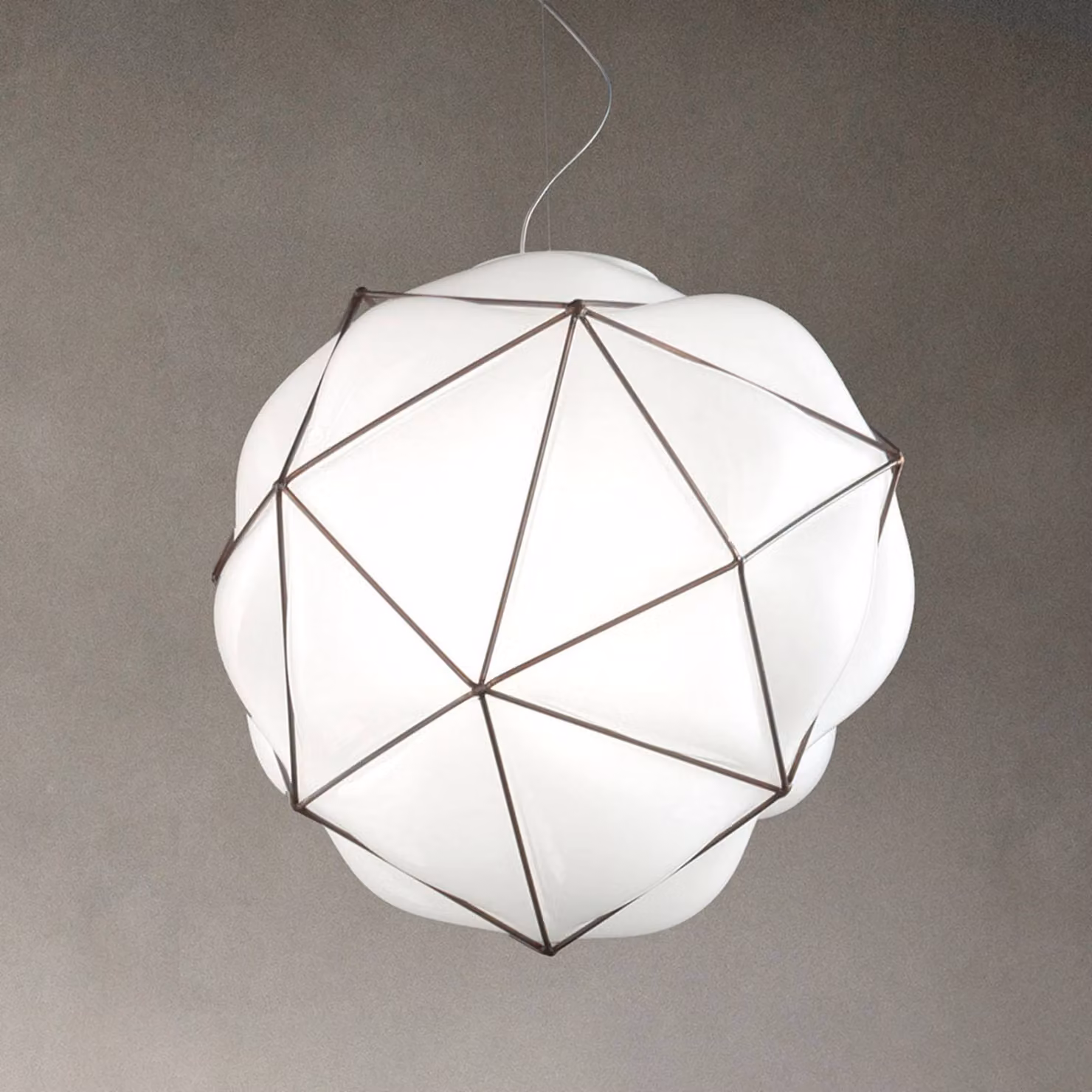 Vistosi Lampada a sospensione in vetro Semai, dimmerabile, Bianco / Opale, Soggiorno / Sala da pranzo, Vetro, Moderno, Lampada a sospensione