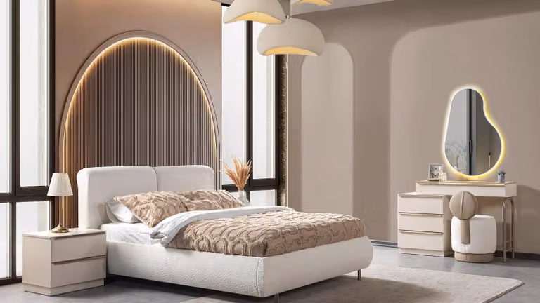 Comodino da notte Bett, 2 pezzi, stile moderno, colore bianco, nuovo