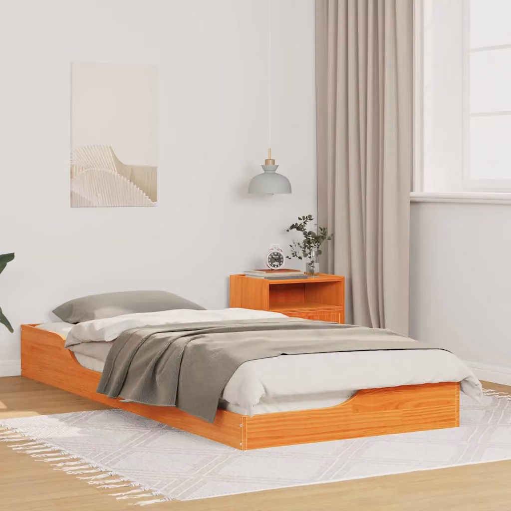 Struttura del letto vidaXL in pino massello marrone cerato con cassetti L: 90 cm, P: 213,5 cm, H: 110 cm