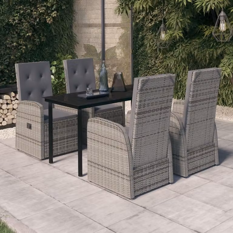 The Living Store Set da pranzo da giardino 5 pezzi con cuscini grigio