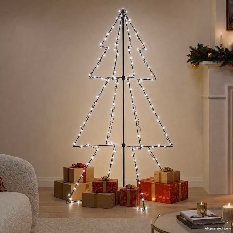Albero di Natale a cono vidaXL con 200 LED bianco freddo per interni ed esterni L: 98 cm, H: 150 cm