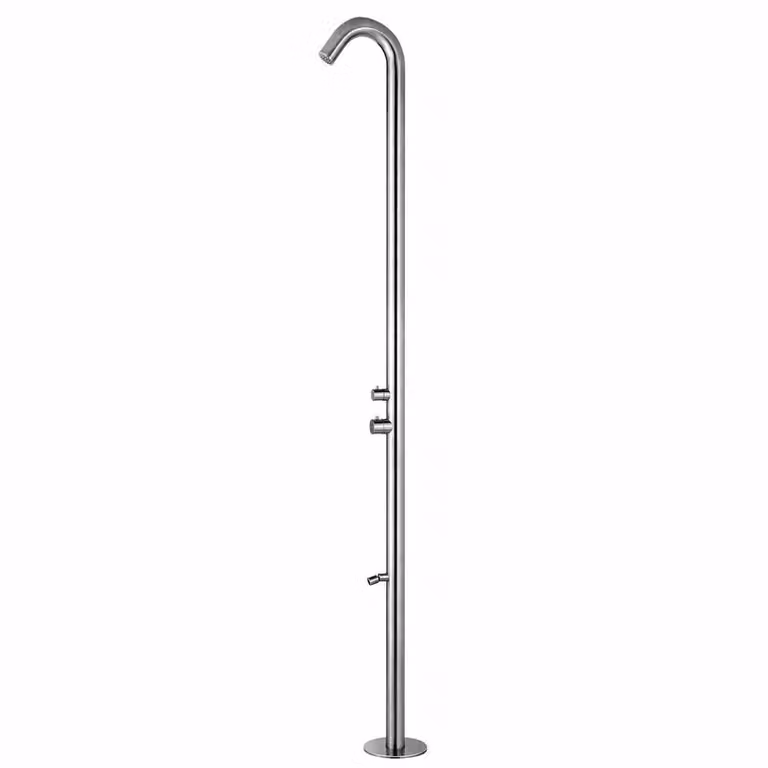 Sined Quartu: doccia esterna in acciaio inossidabile 316L, con soffione e rubinetto per il lavaggio dei piedi, altezza 2289 cm, acciaio inossidabile