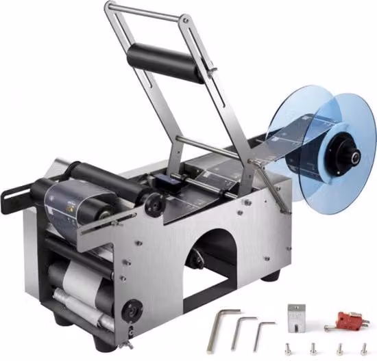 Etichettatrice semi-automatica per bottiglie rotonde MT-50 in acciaio inossidabile color argento