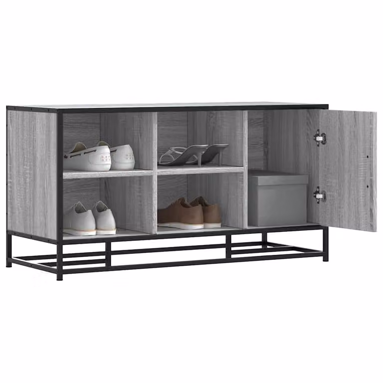 Scarpiera vidaXL Grigia Sonoma in Truciolato e Metallo L: 100 cm, P: 40 cm, H: 53,5 cm