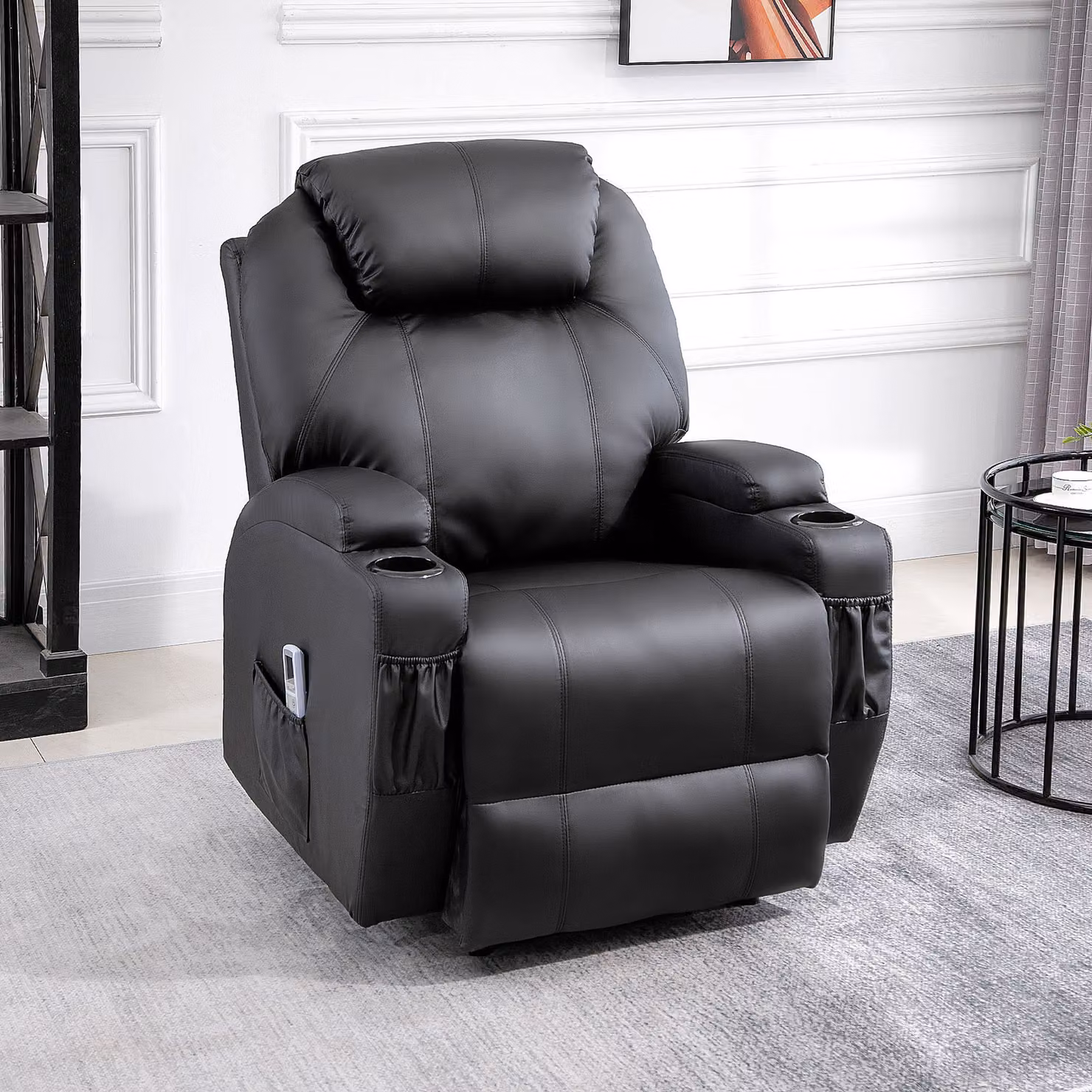Poltrona Relax Elettrica HOMCOM con Poggiapiedi Regolabile e Rivestimento in Similpelle, Nero – 2