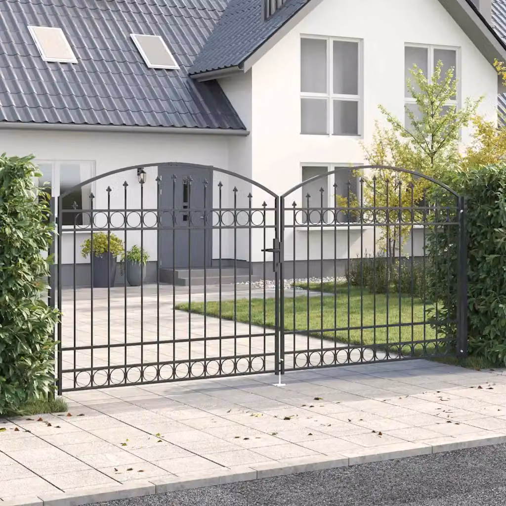 Cancello doppio per recinzione vidaXL ASSEN in acciaio antracite o grigio, L: 401 cm, H: 224,5 cm