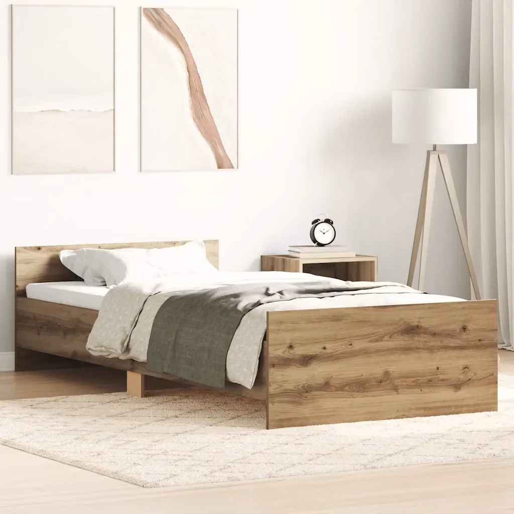 Letto singolo per adulti in legno di pino color marrone con doghe piatte fisse L/P/H: 200 x 90 x 30 cm – 2