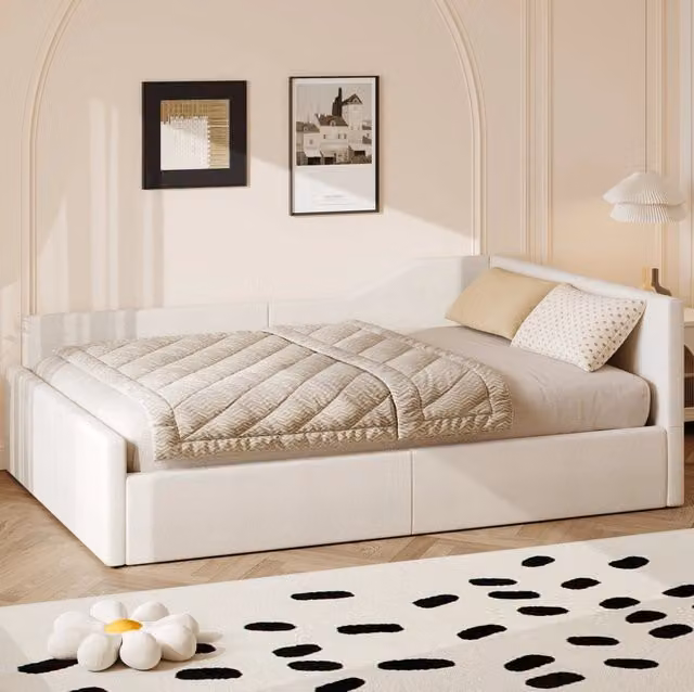 Divano letto 140x200 con contenitore; MDF e compensato; beige