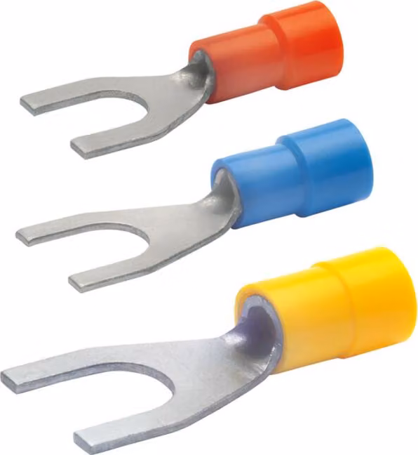 100 pezzi di capicorda isolati a crimpare 4-6 qmm - Capicorda a forcella per conduttori in rame 4 ... 6 mm² 650C/8