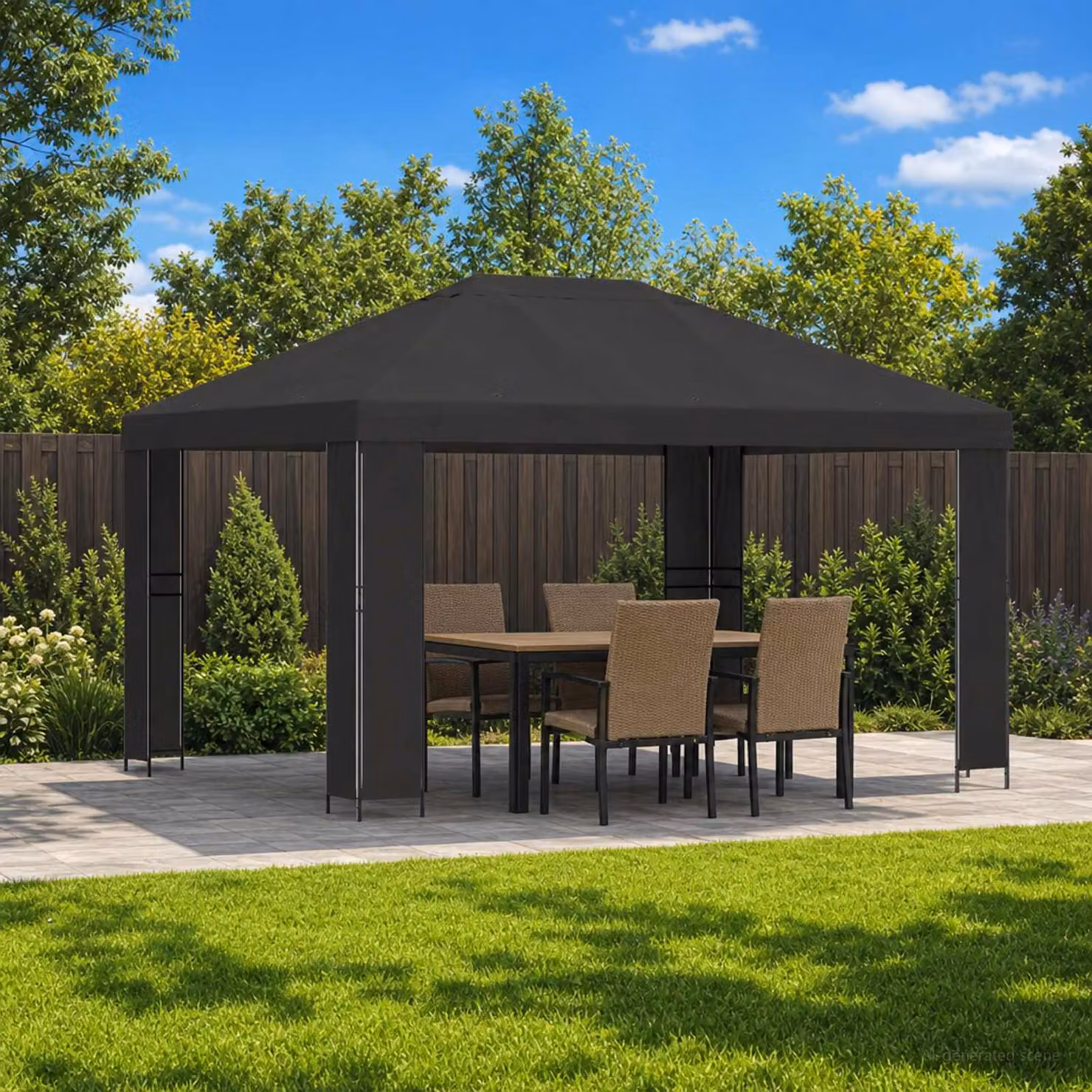 Gazebo vidaXL in acciaio e poliestere antracite e nero 4 x 3 m