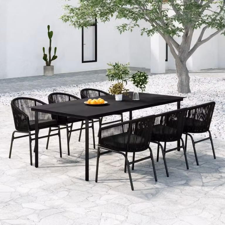 The Living Store Set da pranzo da giardino 7 pezzi nero