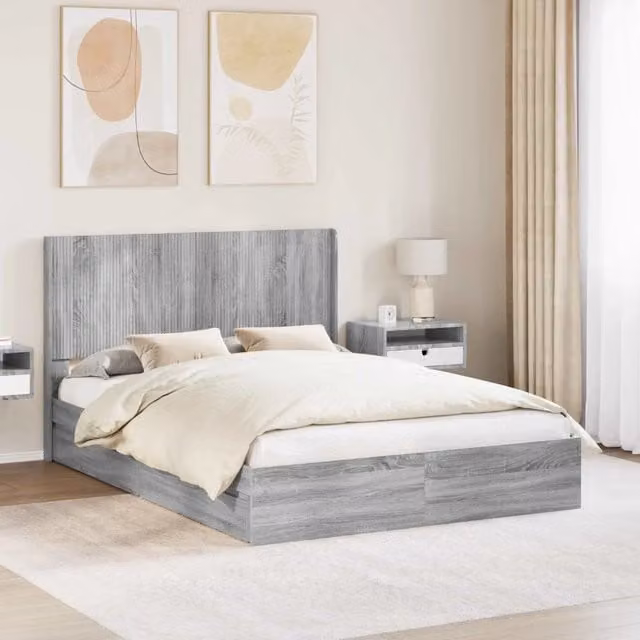 Struttura del letto con stoccaggio e testata Sonoma grigio 3414012