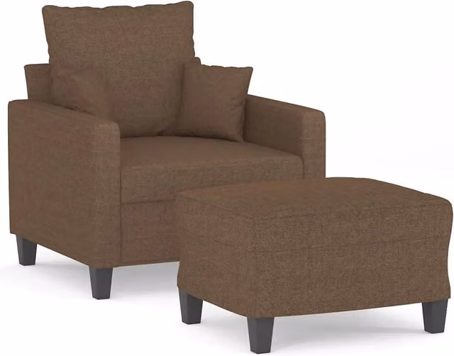 Poltrona | Sedia Relax con Poggiapiedi Marrone 60 cm in Tessuto