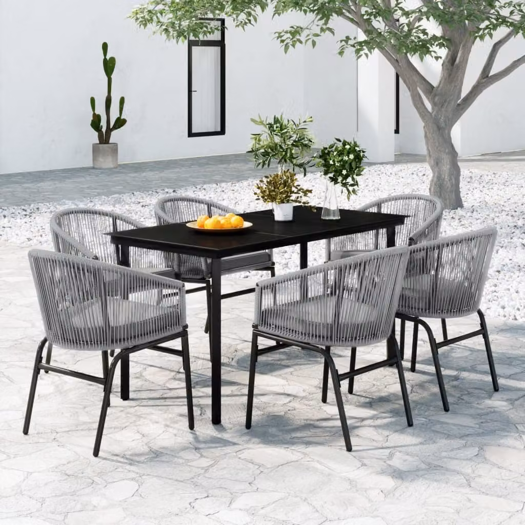 Maison Exclusive - Set da pranzo da giardino da 7 pezzi, grigio