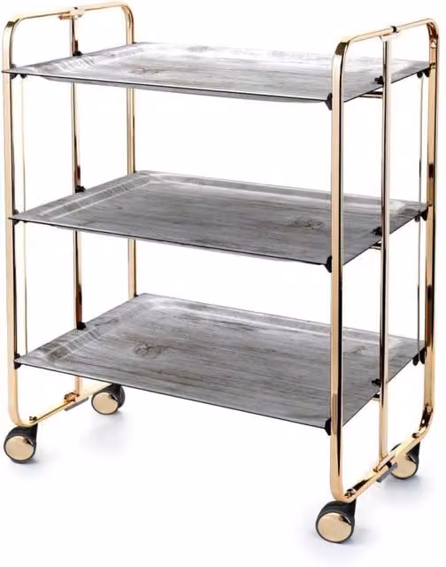 Carrello da cucina pieghevole dorato con ruote BAUHAUS 3 ripiani