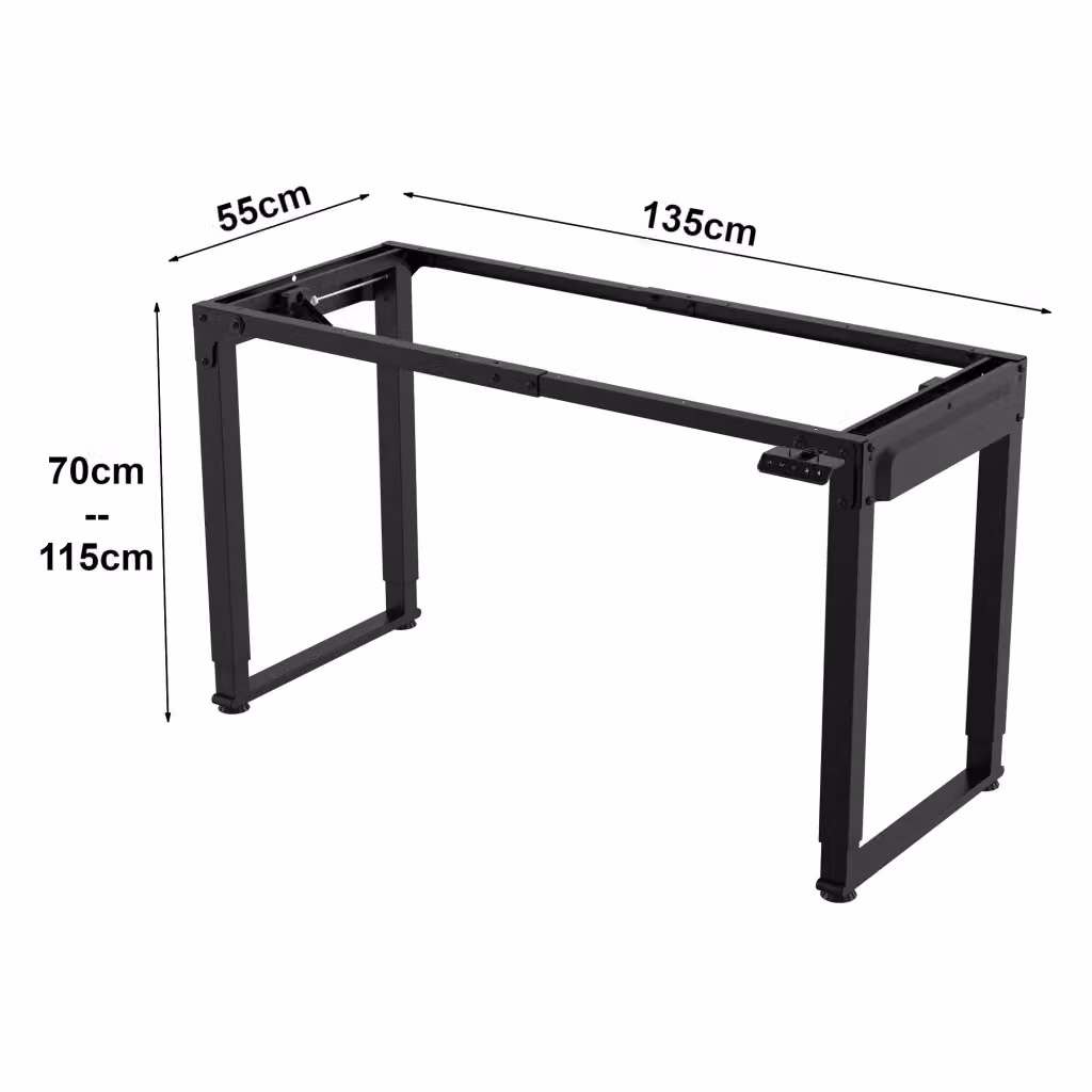 Gamba elettrica regolabile per tavolo pro.tec in acciaio inossidabile nero, Altezza: 70-115 cm – 2