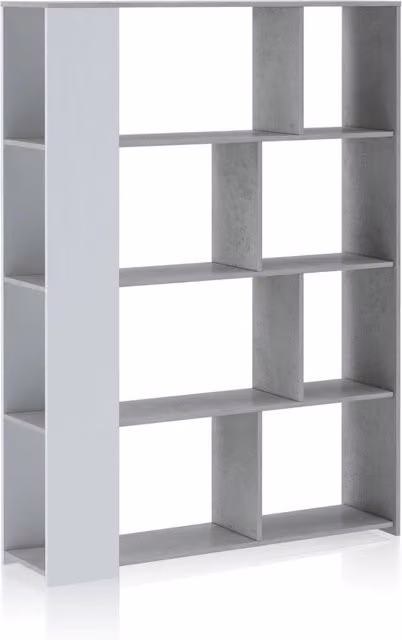 Libreria effetto legno finitura larice bianco cm. H.174 x L.129 x P.33