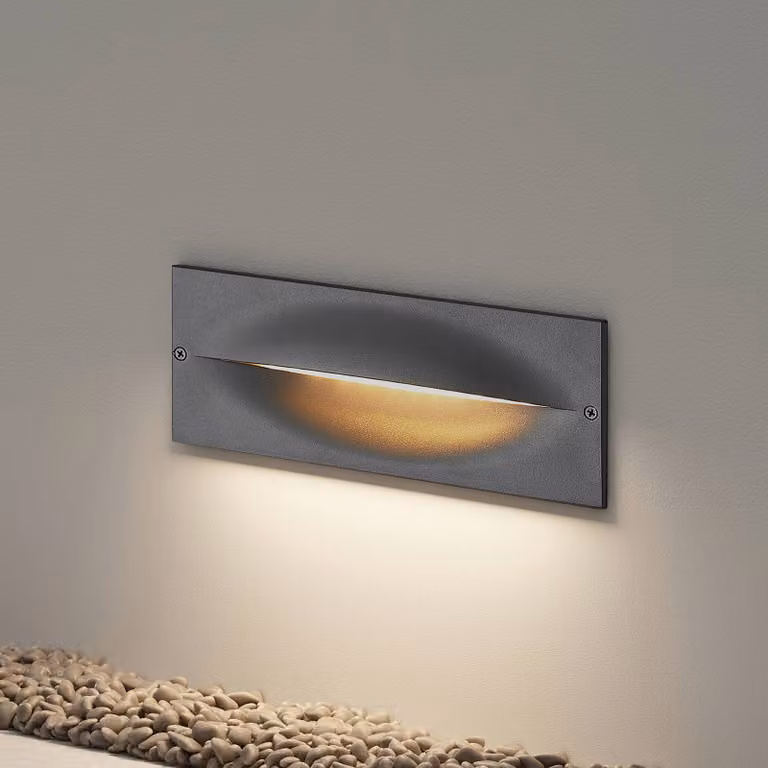 Lucande Applique a LED da incasso Zandro, 25 cm, antracite, IP65 Zandro, Nero, Alluminio, Moderno, Applique da esterni