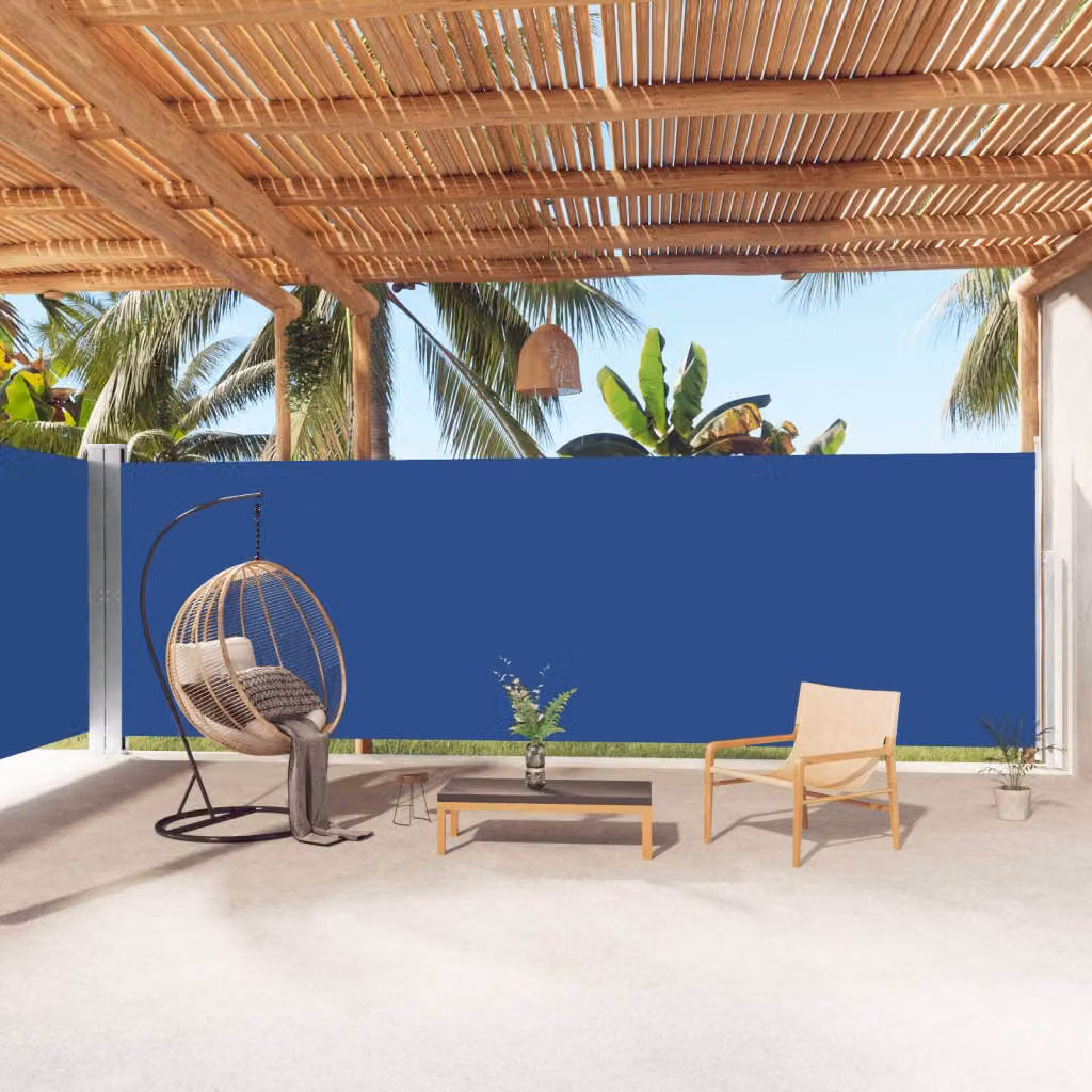 The Living Store Tenda laterale estensibile blu 200x1000 cm