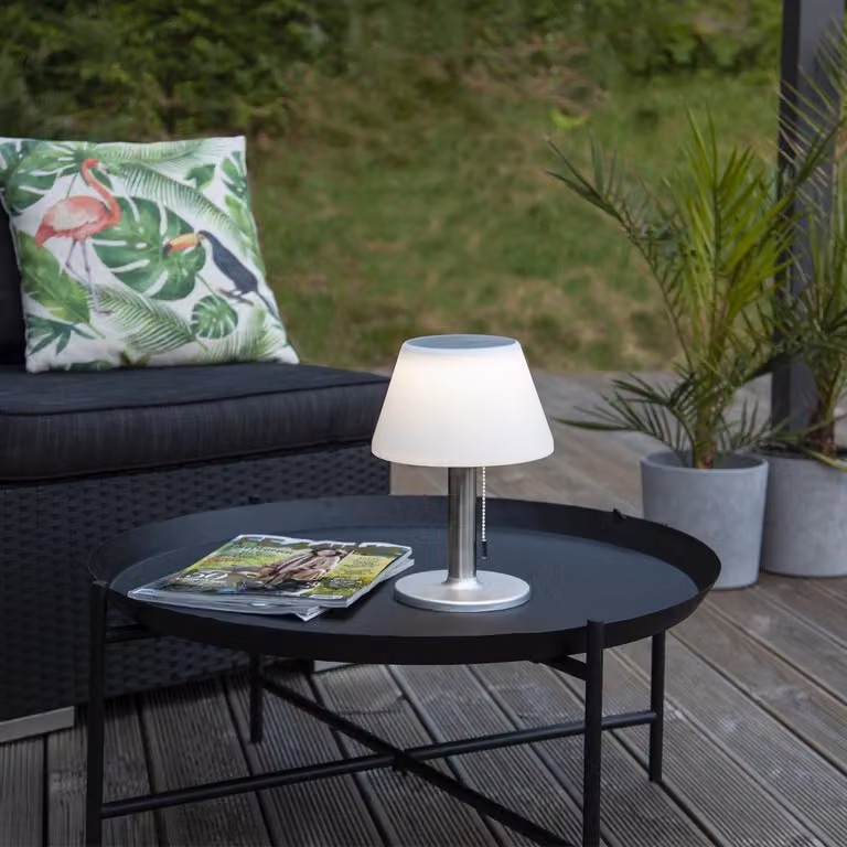 Lampada da tavolo solare a LED - Lampada da tavolo - 3 livelli di luminosità - Altezza: 28 cm - LED bianco caldo - per uso esterno