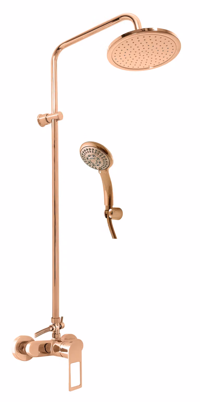 Slezák-RAV Rubinetto doccia NIL con soffione e doccetta - rosa dorato - lucido, Colore: ROSA ORO - lucido , Finitura superficiale: PVD, Dimensione: 150 mm