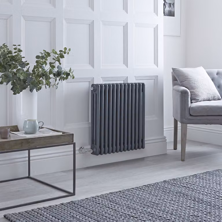 Radiatore Elettrico Tradizionale Antracite a 3 Colonne Orizzontale - 300mm x 605mm - senza Termostato - Regent - ECOSO by Hudson Reed