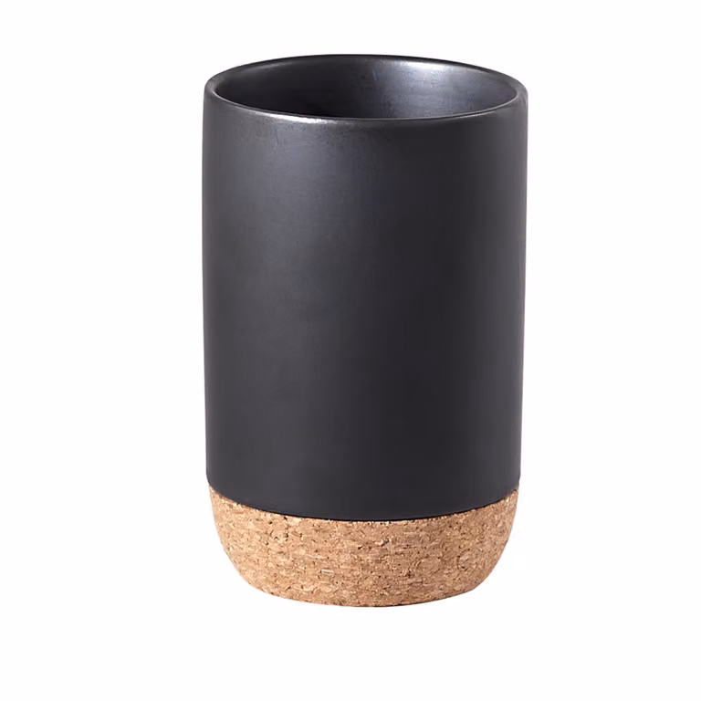 Portaspazzolini d'appoggio in ceramica e sughero IL98 Gedy serie ILARY Nero Matt