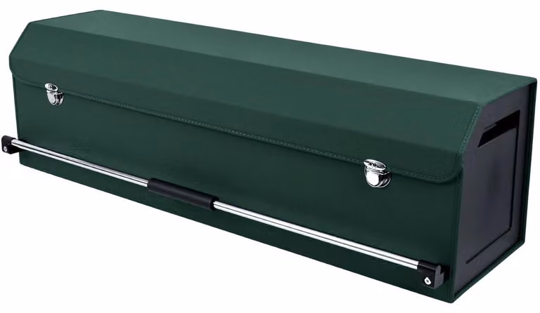 Organizzatore per il bagagliaio con coperchio, in Pelle sintetica, con maniglia a scorrimento, contenitore portaoggetti verde, dimensioni 103 x 29 x 31 cm