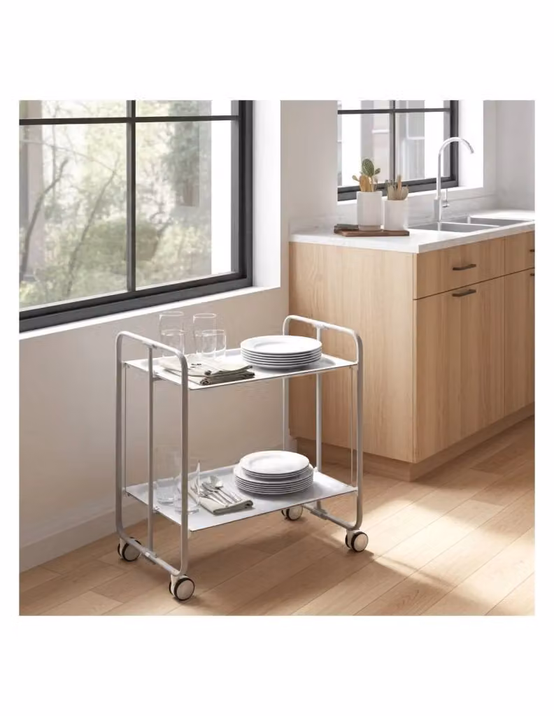 Carrello da cucina pieghevole DON HIERRO grigio con ruote e 2 ripiani L/P/H: 72 x 43 x 66 cm – 2