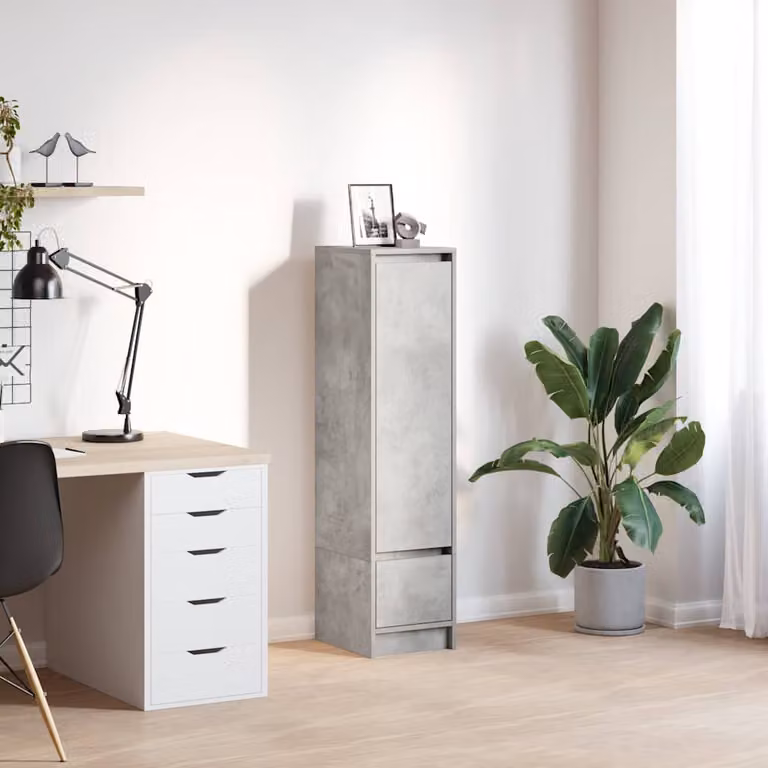 Credenza a parete vidaXL in legno multistrato e MDF, Grigio, L: 119,5 cm x P: 34 cm x H: 29,5 cm