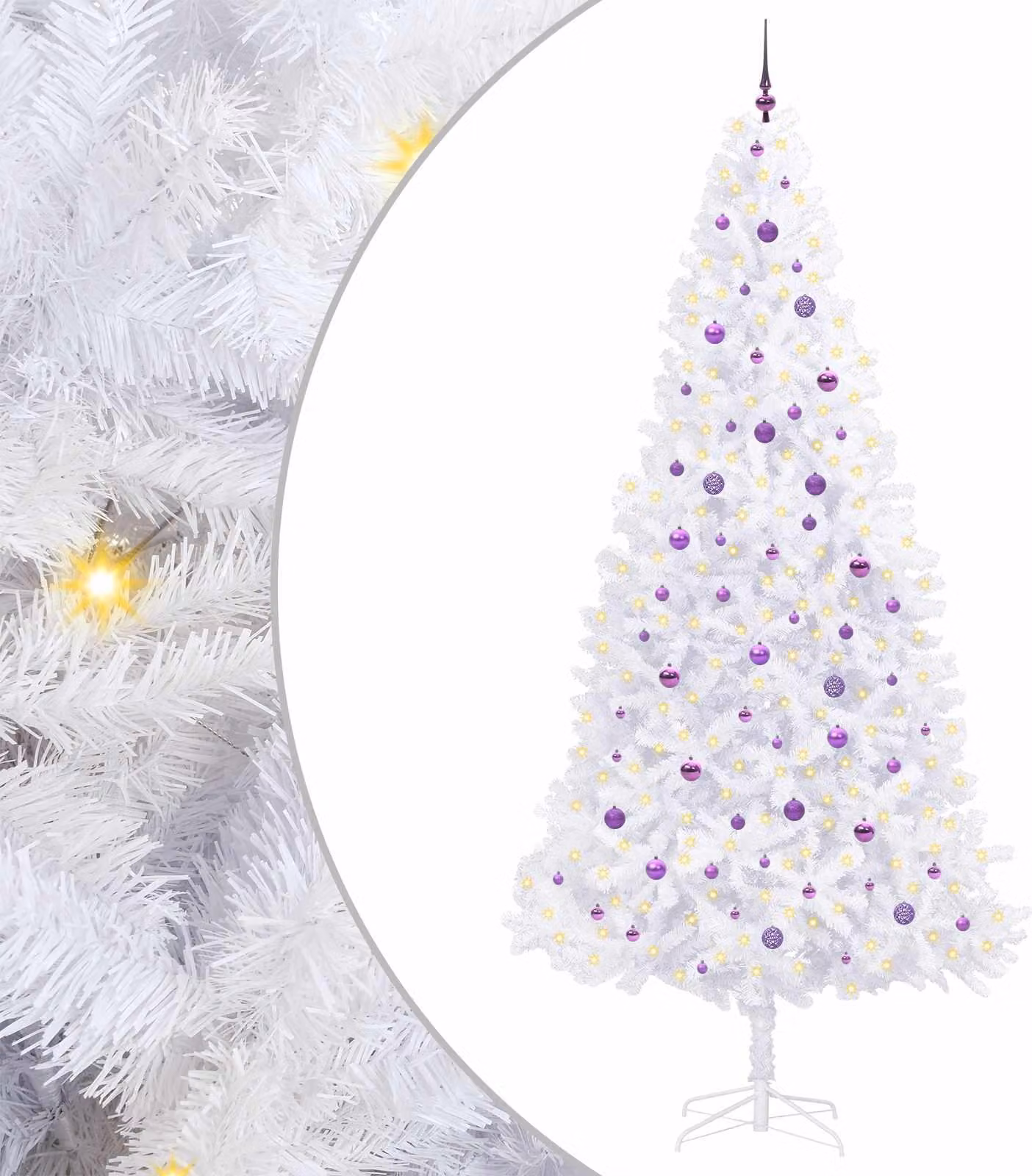 Albero di Natale artificiale bianco 300 cm in PVC e acciaio