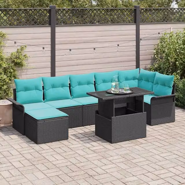 Set Divano da Giardino 8 pz Nero 3357069