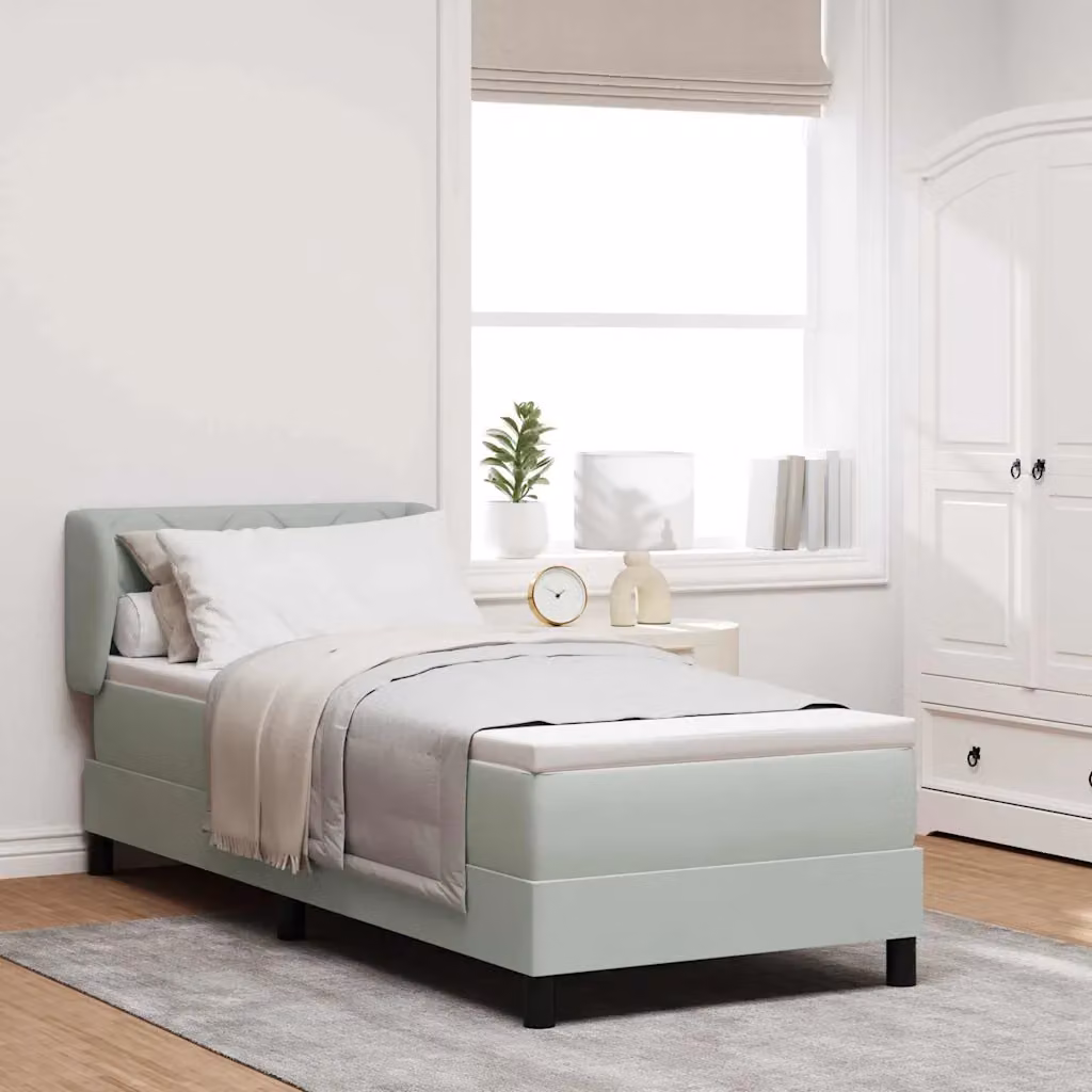 Letto a molle con testiera vidaXL in velluto grigio, L 80 x P 200 cm