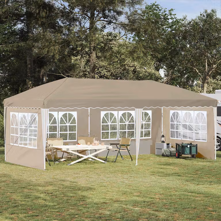 vidaXL Tenda per feste a pop-up beige L: 575 cm, P: 289 cm, H: 245 cm